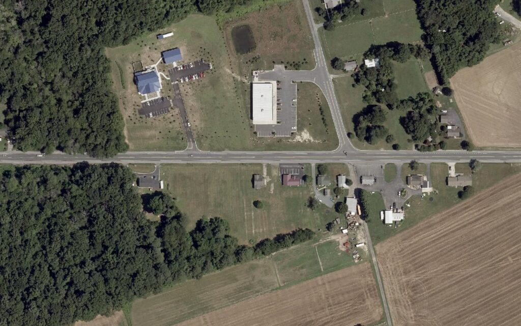 Aerial view of the area around 4377 Forrest Ave